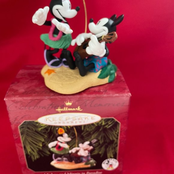 Mickey and Minnie in Paradise Hallmark Ornament - Picture 2 of 6